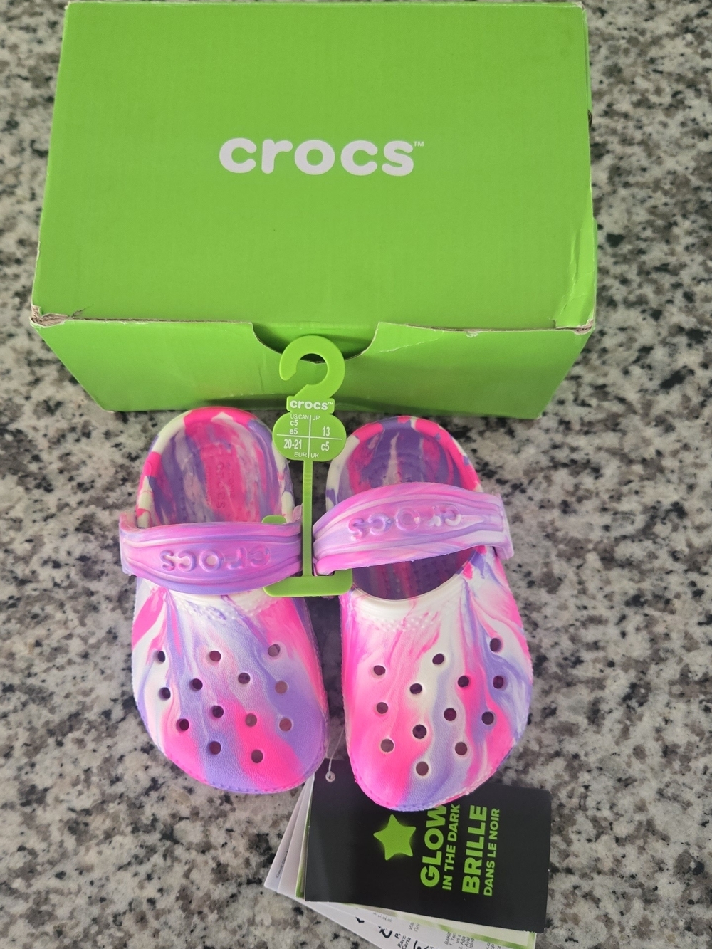 CROCS Baby/Toddler Tie-Dye Clog Sandals - Pink & Purple
